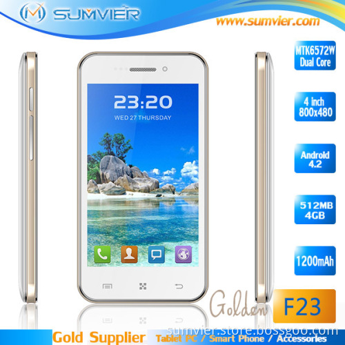 4 Inch Mtk6572 Dual Core 3G WCDMA 850/2100 Cell Phone (F23)